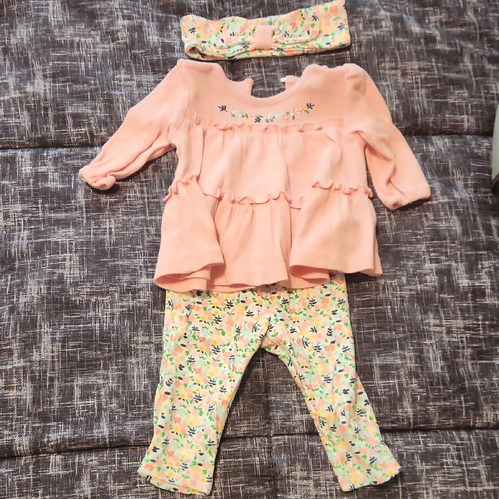 Cute Girls Long Sleeve 2 Piece Outfit Plus Headband